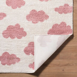 Livabliss Fossay Shaggy-Washable Ivory Pink Modern High Pile Living Bedroom Rug 160 X 213 Cm Easy Care, Non Shedding - thumbnail 4