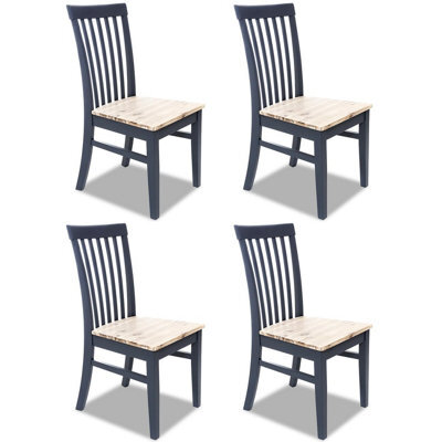 Statement Furniture Florence Highback Wooden Seat Chairs Set Of 4 - Navy Blue - image 1