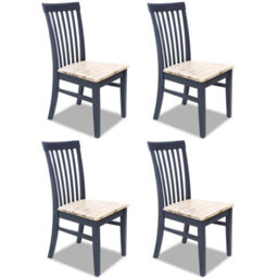 Statement Furniture Florence Highback Wooden Seat Chairs Set Of 4 - Navy Blue - thumbnail 1