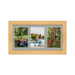 AK Frames 40X20Cm Light Oak Classic Multi Photo Frame With Silver Mount - Holds 3 Apertures (3X) 6X4 Photos
