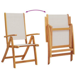 Folding Garden Chairs 8 Pcs Solid Wood Acacia And Textilene - Cushion Not Included - thumbnail 4