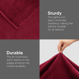 Ameha Fleece Plain Blanket, Lightweight & Reversible Throw For Travel, Bed & Sofa Blanket, Red Single 130X150Cm - thumbnail 8