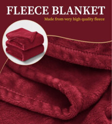 Ameha Fleece Plain Blanket, Lightweight & Reversible Throw For Travel, Bed & Sofa Blanket, Red Single 130X150Cm