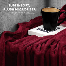 Ameha Fleece Plain Blanket, Lightweight & Reversible Throw For Travel, Bed & Sofa Blanket, Red Single 130X150Cm - thumbnail 5