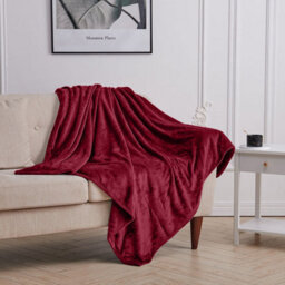Ameha Fleece Plain Blanket, Lightweight & Reversible Throw For Travel, Bed & Sofa Blanket, Red Single 130X150Cm - thumbnail 6
