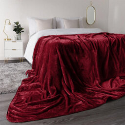 Ameha Fleece Plain Blanket, Lightweight & Reversible Throw For Travel, Bed & Sofa Blanket, Red Single 130X150Cm - thumbnail 3