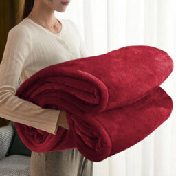 Ameha Fleece Plain Blanket, Lightweight & Reversible Throw For Travel, Bed & Sofa Blanket, Red Single 130X150Cm - thumbnail 4