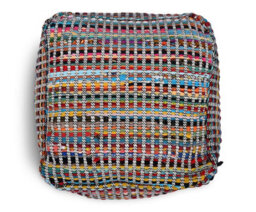 Littens Colour Stripes Handwoven Chunky Cotton Square Pouffe Seat Bean Bag Footstool 50Cm X 50Cm X 35Cm - thumbnail 4