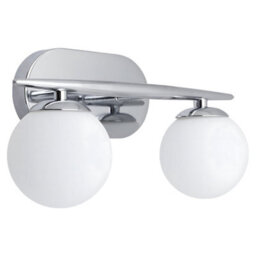Long Life Lamps Company Modern Indoor Double Frosted Glass Globe Scone Chrome Wall Light H3079 With Led G9 Warm White