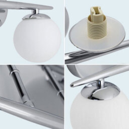 Long Life Lamps Company Modern Indoor Double Frosted Glass Globe Scone Chrome Wall Light H3079 With Led G9 Warm White - thumbnail 5