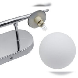 Long Life Lamps Company Modern Indoor Double Frosted Glass Globe Scone Chrome Wall Light H3079 With Led G9 Warm White - thumbnail 4