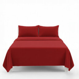 Easy Care Flat Bed Sheet Polycotton Durable Low Maintenance Bedding Red - thumbnail 2