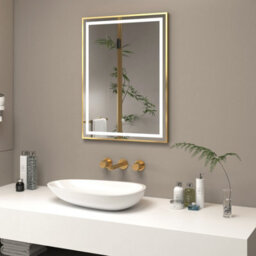 Royal Bathrooms Oslo 600 X 800mm Brushed Brass Aluminum Framed Led Bathroom Led Mirror With Demister Pad & Touch Sensor