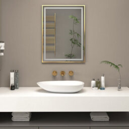 Royal Bathrooms Oslo 600 X 800mm Brushed Brass Aluminum Framed Led Bathroom Led Mirror With Demister Pad & Touch Sensor - thumbnail 3