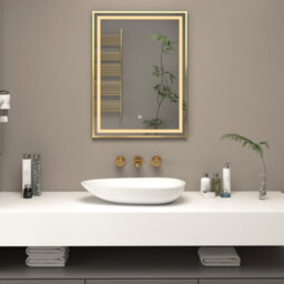 Royal Bathrooms Oslo 600 X 800mm Brushed Brass Aluminum Framed Led Bathroom Led Mirror With Demister Pad & Touch Sensor - thumbnail 9