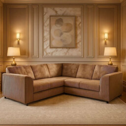 Jumbo Cord Full Back 2C2 Corner Sofa Coffee - thumbnail 1