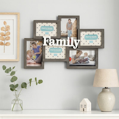 Black Wood-Effect Display Family Multi Plastic Photo Frame - image 1