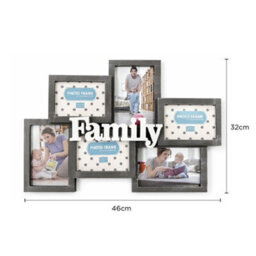 Black Wood-Effect Display Family Multi Plastic Photo Frame - thumbnail 3