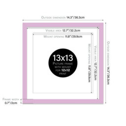"13X13"" Lilac Picture Frame - 13X13"" Square Frame With 12X12"" Mount For 13X13""/12X12"" Pictures Moderrn Style Thin Edge, 1 Pack" - thumbnail 2