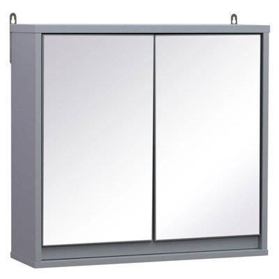 Wall Mounted Bathroom Mirror Cabinet With Storage Shelf Grey - image 1