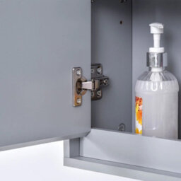 Wall Mounted Bathroom Mirror Cabinet With Storage Shelf Grey - thumbnail 4