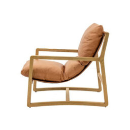 Xample Gallery Burela Vintage Brown Leather Lounge Chair Solid Ash Wood Frame Luxury Accent Armchair Fully Assembled - thumbnail 7