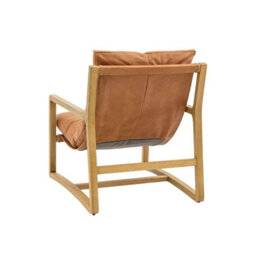 Xample Gallery Burela Vintage Brown Leather Lounge Chair Solid Ash Wood Frame Luxury Accent Armchair Fully Assembled - thumbnail 6