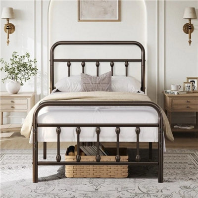 3Ft Metal Bed Frame High Headboard Bronze - image 1