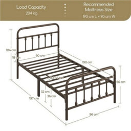 3Ft Metal Bed Frame High Headboard Bronze - thumbnail 2