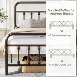 3Ft Metal Bed Frame High Headboard Bronze - thumbnail 3