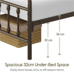 3Ft Metal Bed Frame High Headboard Bronze - thumbnail 4
