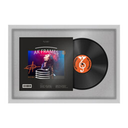 "AK Frames 25X17"" Silver Modern Vinyl Record Frame With Silver Mount For 12 Inch Lp Cover & Disc - Overlapped Design"