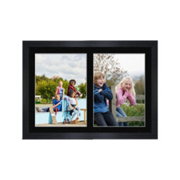 AK Frames 20X14 Black Modern Multi Photo Frame With Black Mount - Holds 2 Apertures (2X) A4 Photos - thumbnail 1
