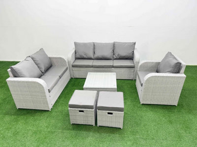 Fimous Pe Wicker 8 Seater Outdoor Rattan Furniture Sofa Sets Reclining Chair Loveseat Sofa 3 Seater Sofa Stool - image 1