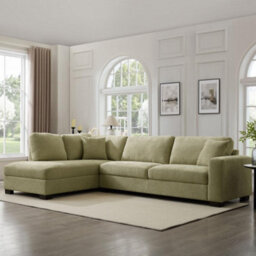 Home Detail Tate Left-Hand Facing Corner Sofa, Sage Green Chenille - thumbnail 1