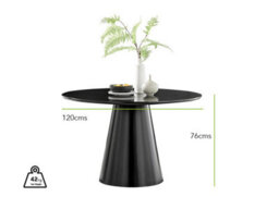 Furniturebox Uk Palma Black Semi Gloss Round Dining Table & 4 Black Corona Gold Leg Chairs - thumbnail 7