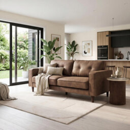 Furniturebox Uk Jasper Brown Faux Leather 3 Seater Sofa - thumbnail 7