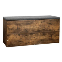 Rustic Brown Shoe Bench With Cushion Storage Rack Cabinet Organiser - thumbnail 2