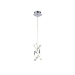 Luminosa Lighting Luminosa Espirales Pendant 1 Light 12W Led 3000K, 840Lm, Silver/frosted Acrylic/polished Chrome