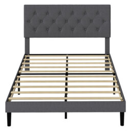 Levede Bed Frame Upholstered Small Double Linen Fabric Foam Headboard Wood - thumbnail 3