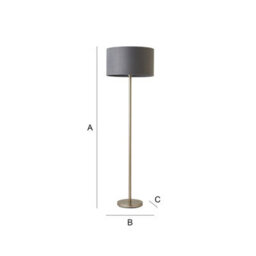 Valuelights Charles Chrome Floor Lamp With Grey Velvet Shade - thumbnail 8