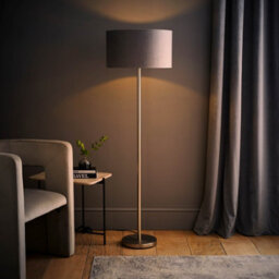 Valuelights Charles Chrome Floor Lamp With Grey Velvet Shade - thumbnail 5