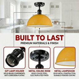 Industrial-Semi Flush Mount Vintage Ceiling Light Metal 30Cm Dome Lampshade Mini Pendant Lighting For Living Room - thumbnail 9