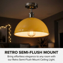 Industrial-Semi Flush Mount Vintage Ceiling Light Metal 30Cm Dome Lampshade Mini Pendant Lighting For Living Room - thumbnail 8