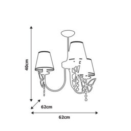 Milagro Charlotte Pink Ceiling Light 3Xe14 Delightful Hand Made Chandelier Elegant Fabric Shades Flying Butterflies With Crystals - thumbnail 2