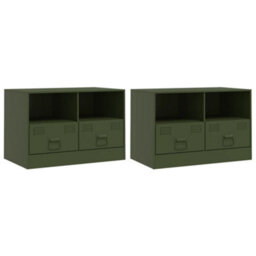 Berkfield Tv Cabinets 2 Pcs Olive Green 67X39X44 Cm Steel - thumbnail 2