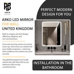 Arko Bathroom Mirror With Led Lights With Bluetooth 500X700mm - Wall Mounted Vanity Mirror - Illuminated Led Mirror - thumbnail 3