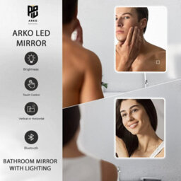 Arko Bathroom Mirror With Led Lights With Bluetooth 500X700mm - Wall Mounted Vanity Mirror - Illuminated Led Mirror - thumbnail 5