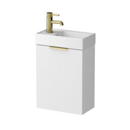 Affine Fluted 400mm Bathroom Vanity Unit Basin Wall Hung Cupboard Soft Close Matt White - thumbnail 6
