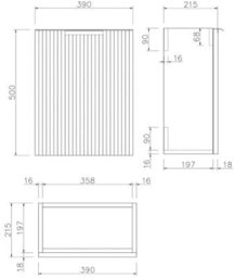 Affine Fluted 400mm Bathroom Vanity Unit Basin Wall Hung Cupboard Soft Close Matt White - thumbnail 7